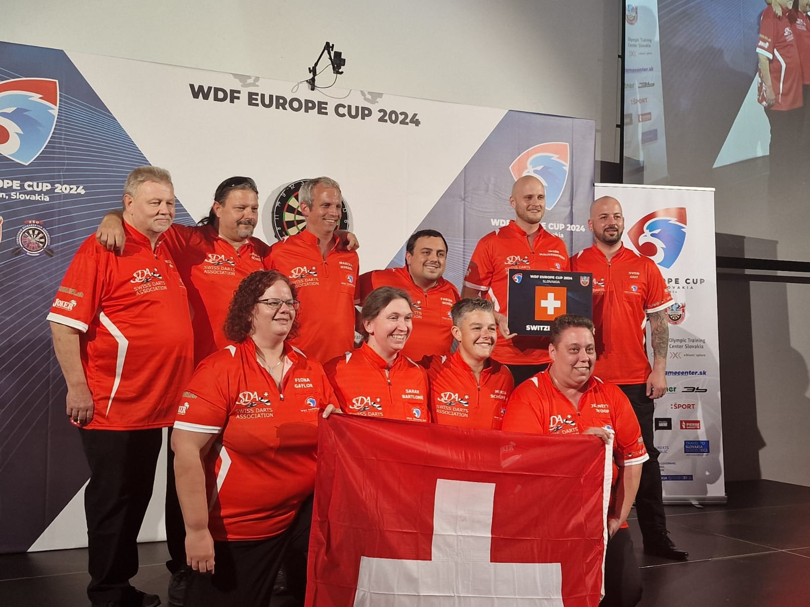 Team Switzerland at the Opening Ceremony of the WDF Europe 2024 in Šamorín, Slovakia